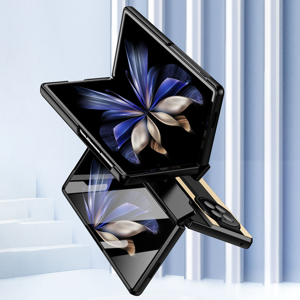 For vivo X Fold2 PU Leather+PC Phone Case All-Inclusive Cover with Tempered Glass Film - Blue