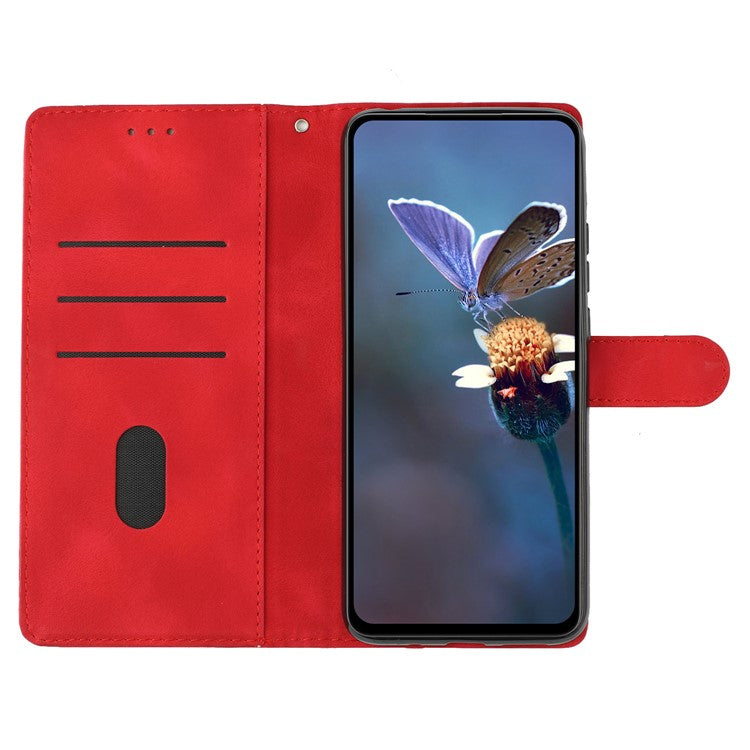 For Samsung Galaxy A32 4G (EU Version) Leather Phone Cover Flower Imprint Stand Case with Wallet - Red