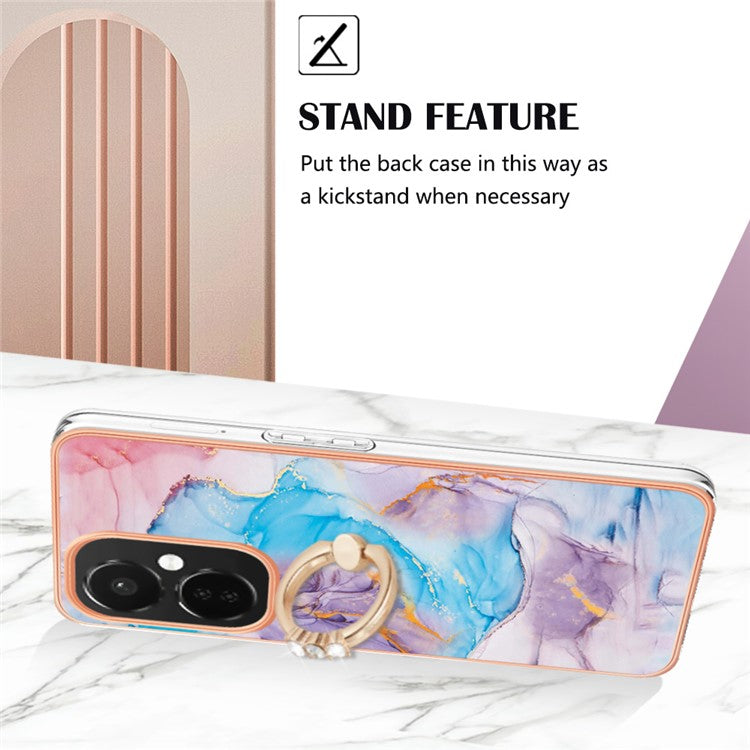 YB IMD Series-6 For OnePlus Nord CE3 5G / CE 3 Lite 5G / Nord N30 5G Phone Case IMD Electroplating TPU Kickstand Phone Cover - Milky Way Marble Blue