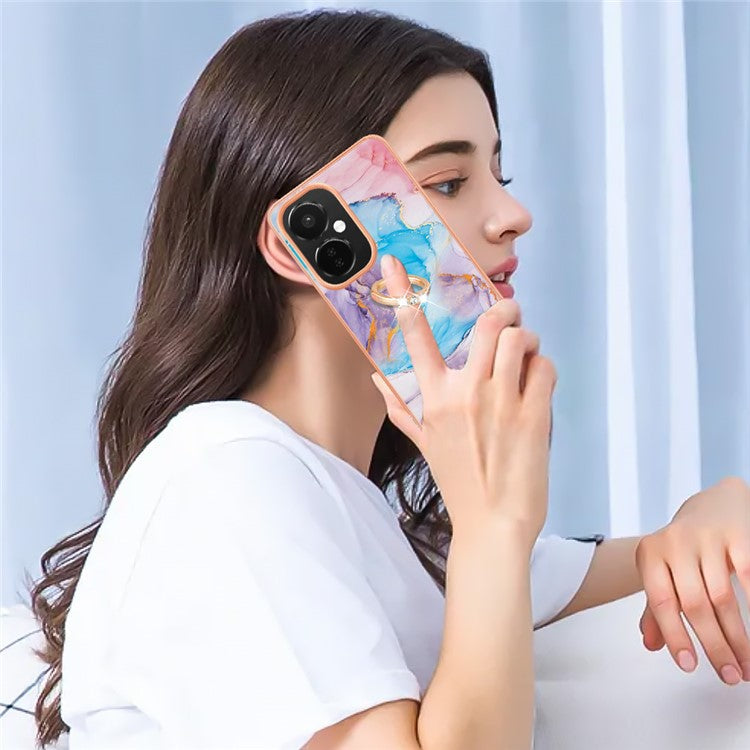 YB IMD Series-6 For OnePlus Nord CE3 5G / CE 3 Lite 5G / Nord N30 5G Phone Case IMD Electroplating TPU Kickstand Phone Cover - Milky Way Marble Blue