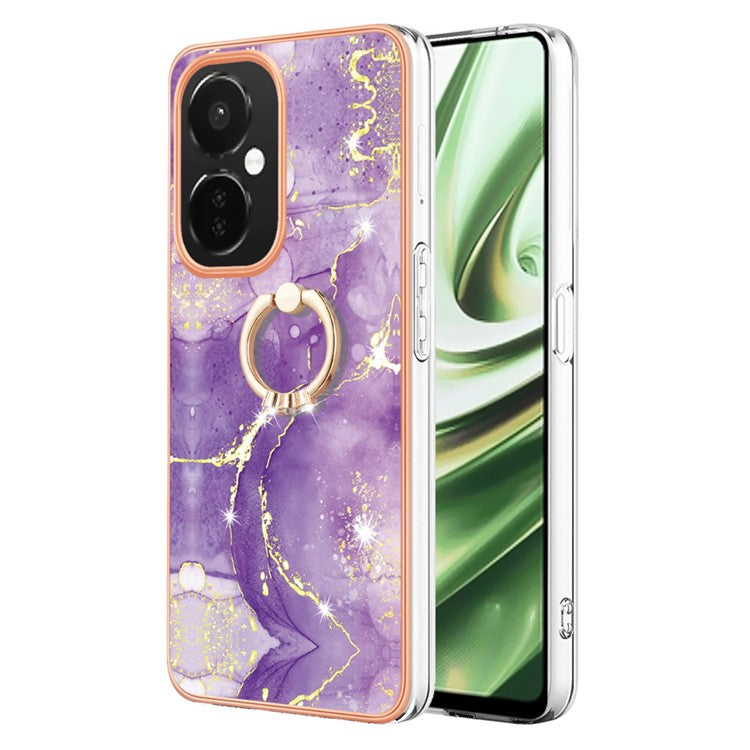 YB IMD Series-10 For OnePlus Nord CE3 5G / CE 3 Lite 5G / Nord N30 5G Kickstand Marble Pattern IMD Case TPU Phone Cover - Purple 002
