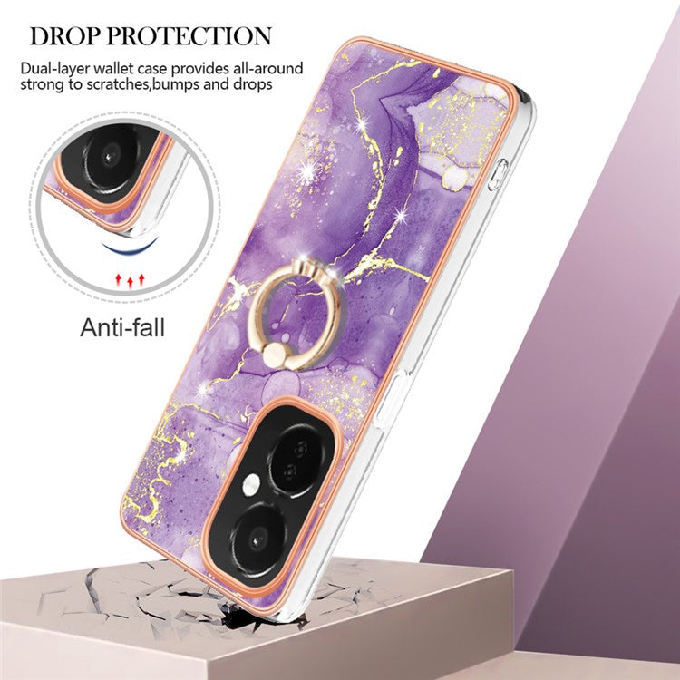 YB IMD Series-10 For OnePlus Nord CE3 5G / CE 3 Lite 5G / Nord N30 5G Kickstand Marble Pattern IMD Case TPU Phone Cover - Purple 002