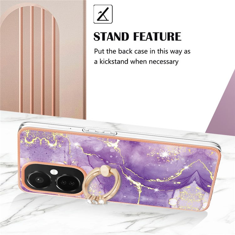 YB IMD Series-10 For OnePlus Nord CE3 5G / CE 3 Lite 5G / Nord N30 5G Kickstand Marble Pattern IMD Case TPU Phone Cover - Purple 002