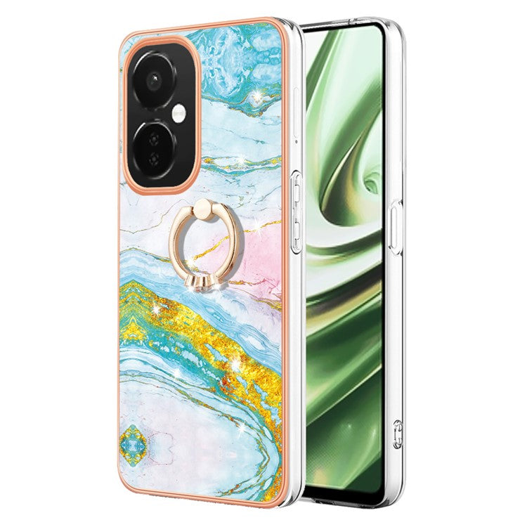 YB IMD Series-10 For OnePlus Nord CE3 5G / CE 3 Lite 5G / Nord N30 5G Kickstand Marble Pattern IMD Case TPU Phone Cover - Green 004