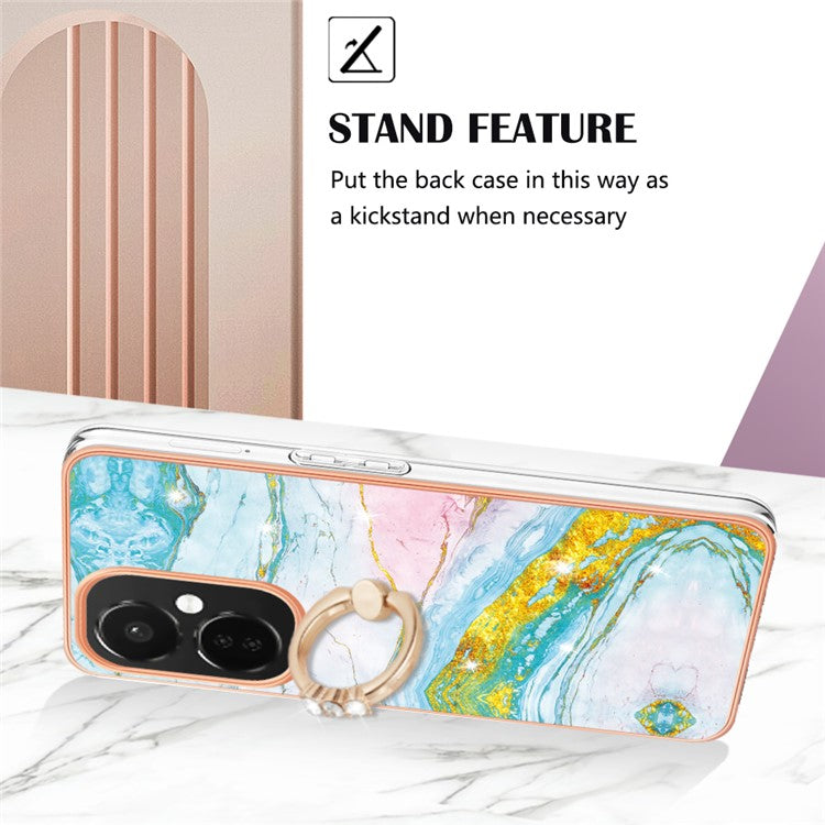 YB IMD Series-10 For OnePlus Nord CE3 5G / CE 3 Lite 5G / Nord N30 5G Kickstand Marble Pattern IMD Case TPU Phone Cover - Green 004