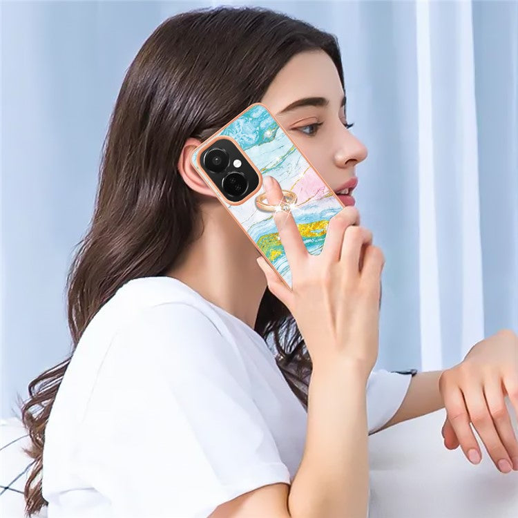 YB IMD Series-10 For OnePlus Nord CE3 5G / CE 3 Lite 5G / Nord N30 5G Kickstand Marble Pattern IMD Case TPU Phone Cover - Green 004