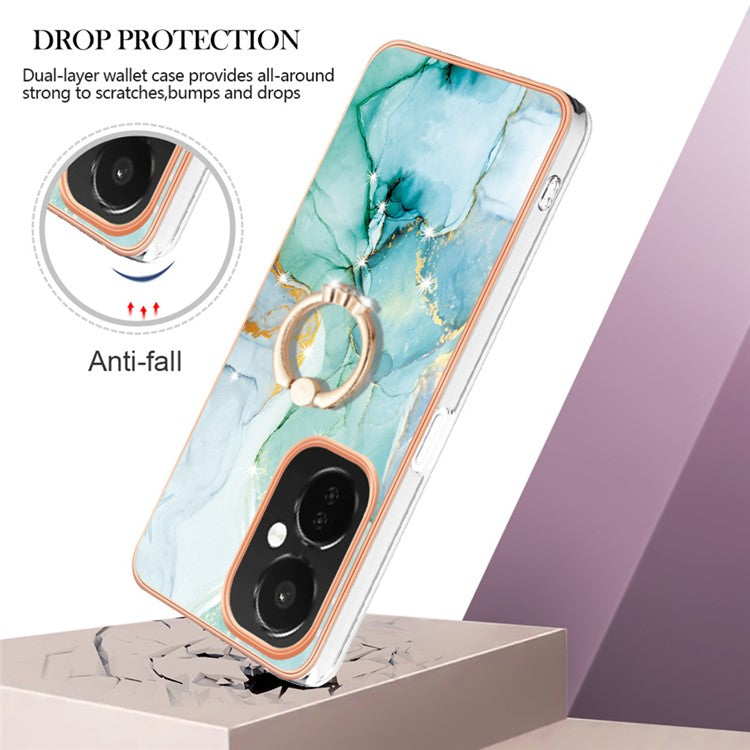 YB IMD Series-10 For OnePlus Nord CE3 5G / CE 3 Lite 5G / Nord N30 5G Kickstand Marble Pattern IMD Case TPU Phone Cover - Green 003