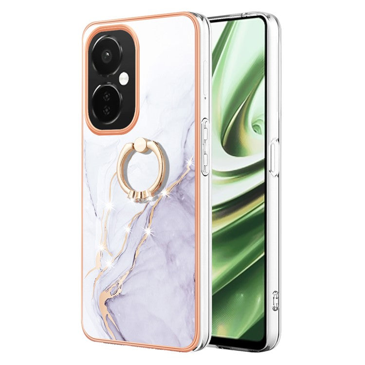 YB IMD Series-10 For OnePlus Nord CE3 5G / CE 3 Lite 5G / Nord N30 5G Kickstand Marble Pattern IMD Case TPU Phone Cover - White 006