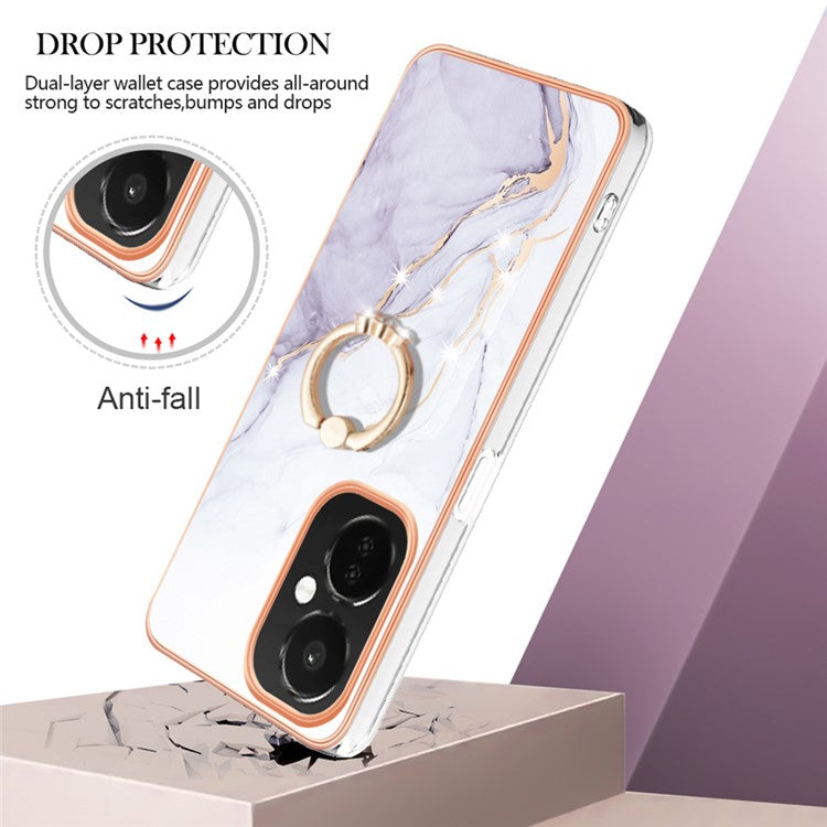 YB IMD Series-10 For OnePlus Nord CE3 5G / CE 3 Lite 5G / Nord N30 5G Kickstand Marble Pattern IMD Case TPU Phone Cover - White 006