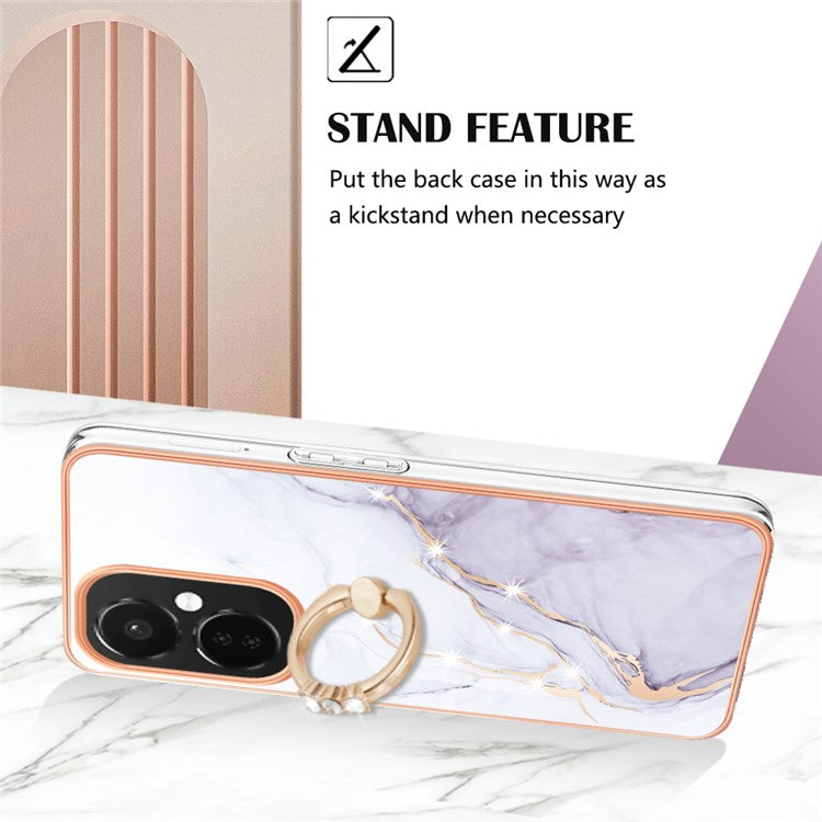 YB IMD Series-10 For OnePlus Nord CE3 5G / CE 3 Lite 5G / Nord N30 5G Kickstand Marble Pattern IMD Case TPU Phone Cover - White 006