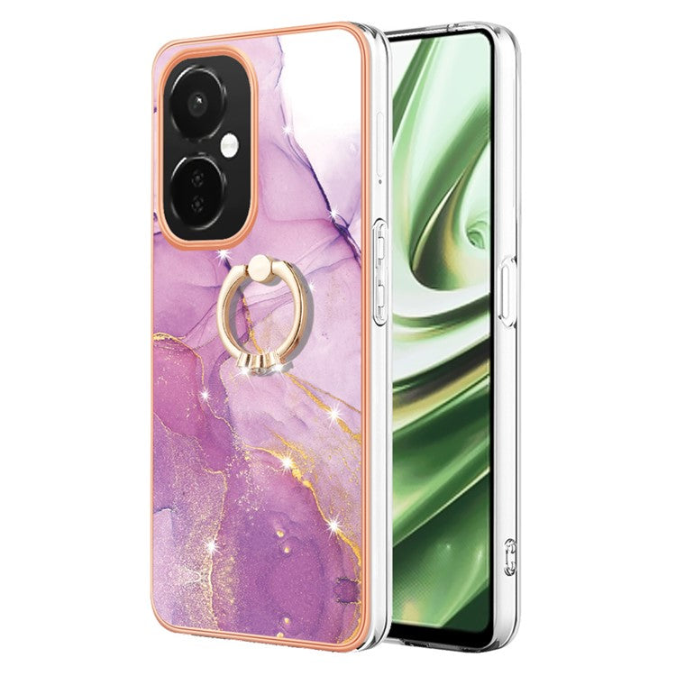 YB IMD Series-10 For OnePlus Nord CE3 5G / CE 3 Lite 5G / Nord N30 5G Kickstand Marble Pattern IMD Case TPU Phone Cover - Purple 001