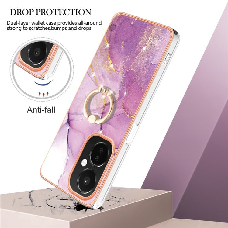 YB IMD Series-10 For OnePlus Nord CE3 5G / CE 3 Lite 5G / Nord N30 5G Kickstand Marble Pattern IMD Case TPU Phone Cover - Purple 001