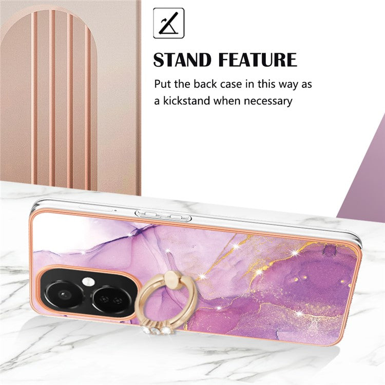 YB IMD Series-10 For OnePlus Nord CE3 5G / CE 3 Lite 5G / Nord N30 5G Kickstand Marble Pattern IMD Case TPU Phone Cover - Purple 001