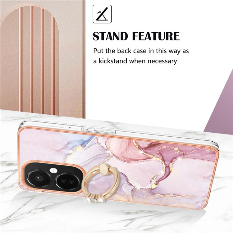 YB IMD Series-10 For OnePlus Nord CE3 5G / CE 3 Lite 5G / Nord N30 5G Kickstand Marble Pattern IMD Case TPU Phone Cover - Rose Gold 005