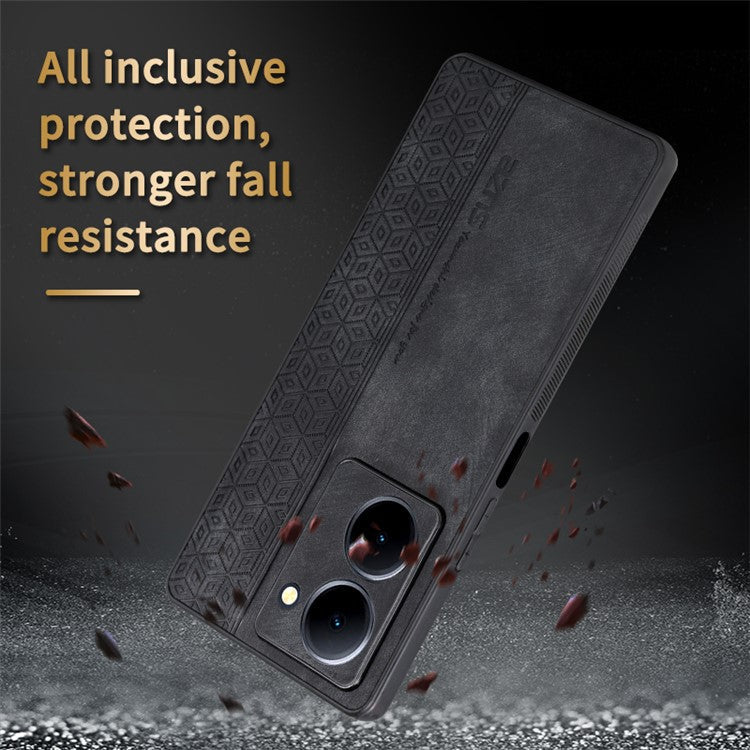 AZNS For vivo Y78 5G Cell Phone Case PU Leather+TPU Imprinted Anti-Scratch Phone Cover - Brown