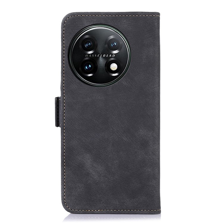 ABEEL For OnePlus 11 5G Anti-scratch PU Leather Case Stand Retro Phone Wallet Cover - Black
