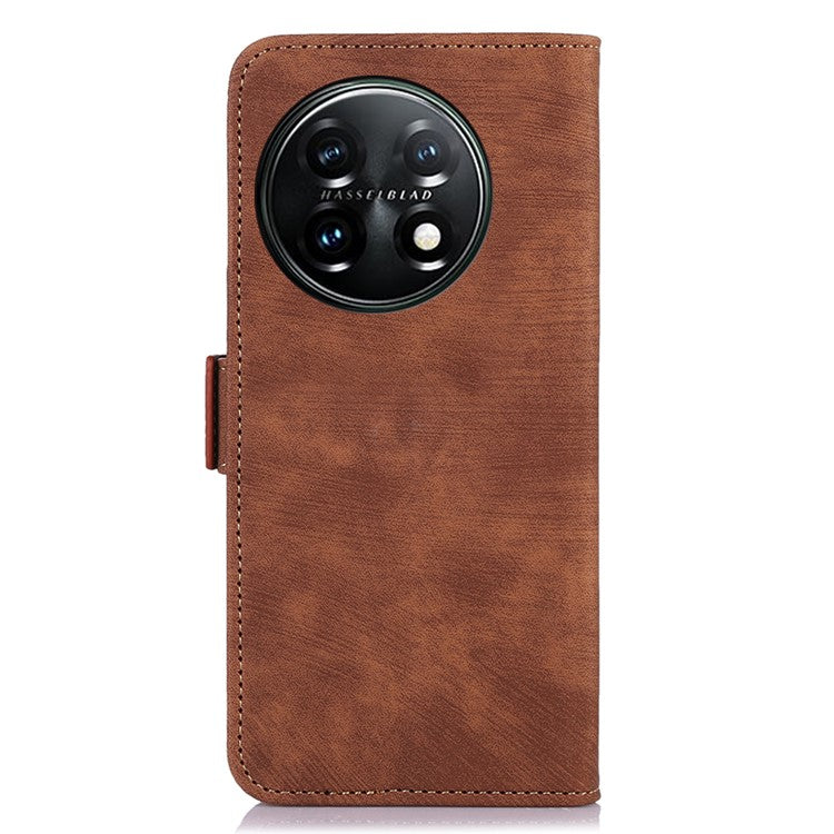 ABEEL For OnePlus 11 5G Anti-scratch PU Leather Case Stand Retro Phone Wallet Cover - Brown