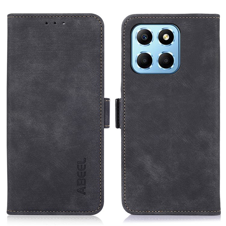 ABEEL For Honor X8 5G / 70 Lite 5G Retro Wallet Phone Case PU Leather Stand Phone Cover - Black