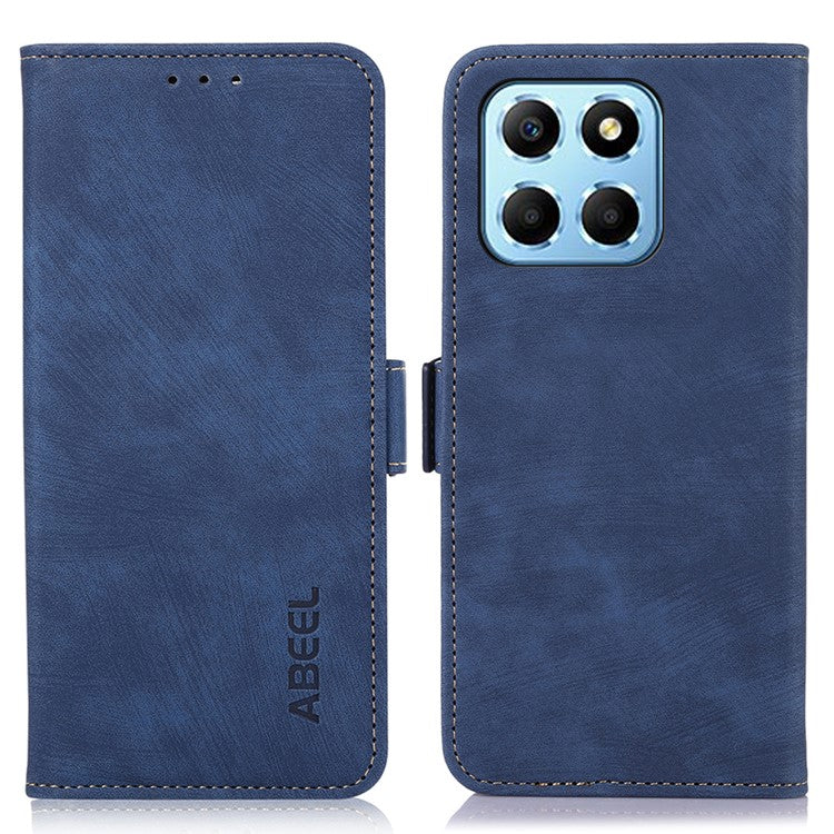 ABEEL For Honor X8 5G / 70 Lite 5G Retro Wallet Phone Case PU Leather Stand Phone Cover - Blue