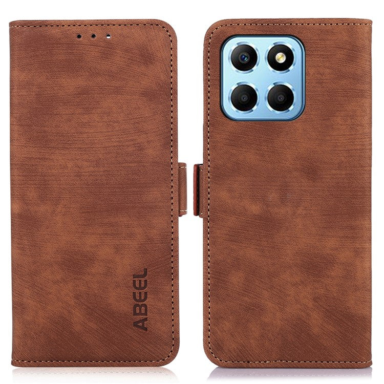 ABEEL For Honor X8 5G / 70 Lite 5G Retro Wallet Phone Case PU Leather Stand Phone Cover - Brown