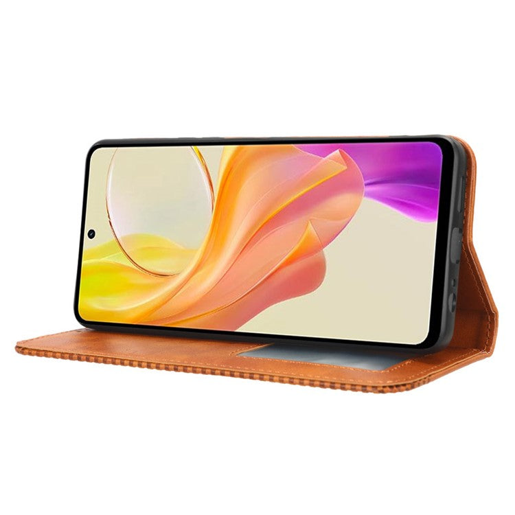 For vivo Y36 4G (Global) / Y36 5G (Global) / Y78 5G (China) / Y78m 5G / Y27 5G / Y27s 4G / Y77t 5G / Y78 5G Retro Stand Wallet Phone Case - Brown
