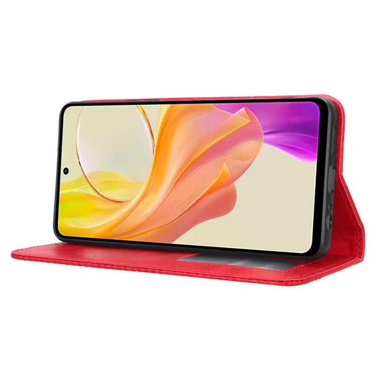For vivo Y36 4G (Global) / Y36 5G (Global) / Y78 5G (China) / Y78m 5G / Y27 5G / Y27s 4G / Y77t 5G / Y78 5G Retro Stand Wallet Phone Case - Red