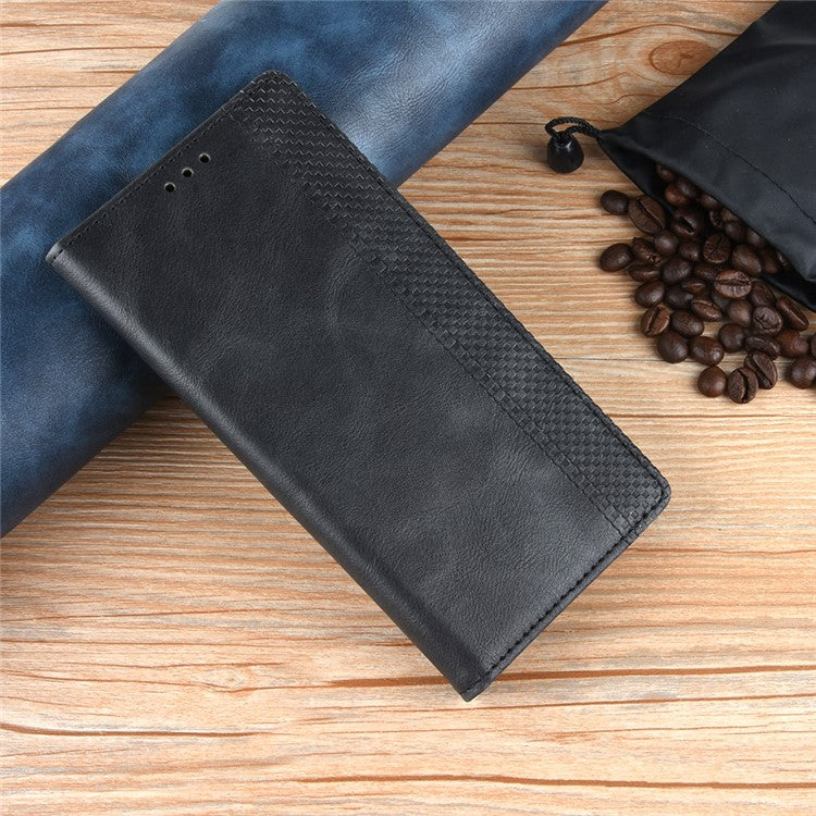 Stand Wallet for Oppo Reno10 Pro+ 5G Anti-fall Retro Mobile Phone Cover PU Leather Magnetic Case - Black