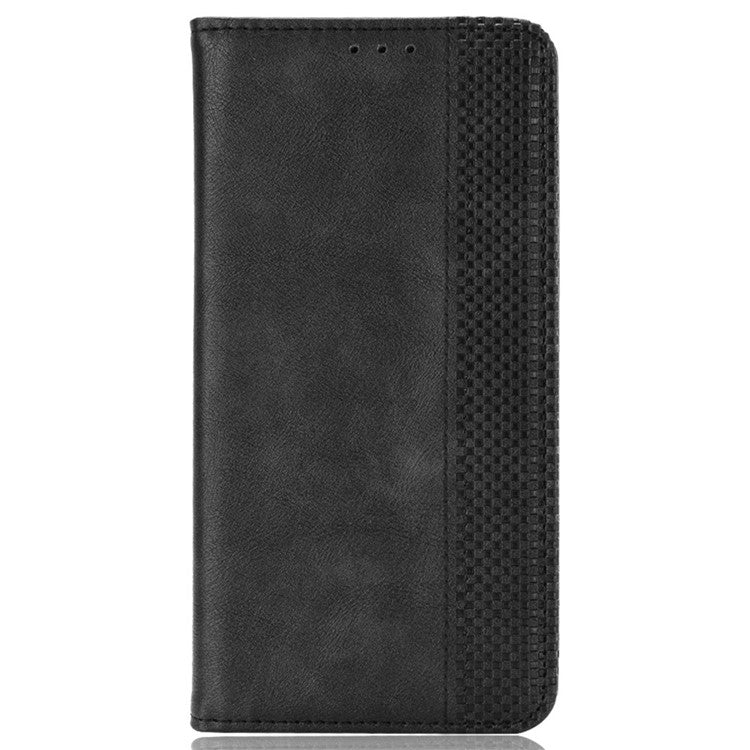 Stand Wallet for Oppo Reno10 Pro+ 5G Anti-fall Retro Mobile Phone Cover PU Leather Magnetic Case - Black
