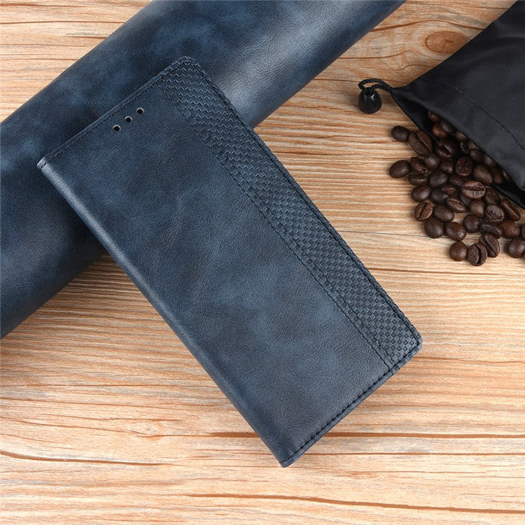 Stand Wallet for Oppo Reno10 Pro+ 5G Anti-fall Retro Mobile Phone Cover PU Leather Magnetic Case - Blue