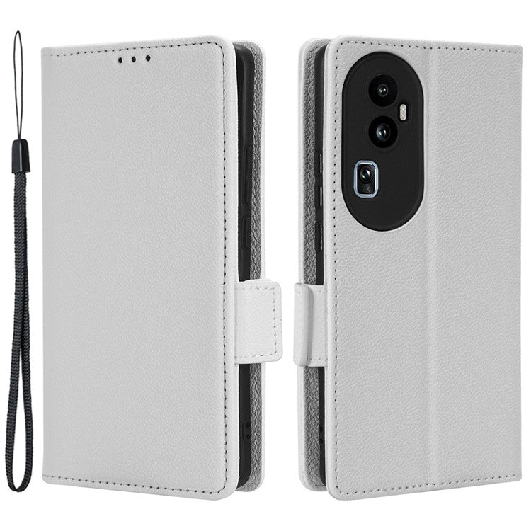 Leather Case for Oppo Reno10 Pro+ 5G , Wallet Stand Anti-fall Litchi Texture Cell Phone Cover - White