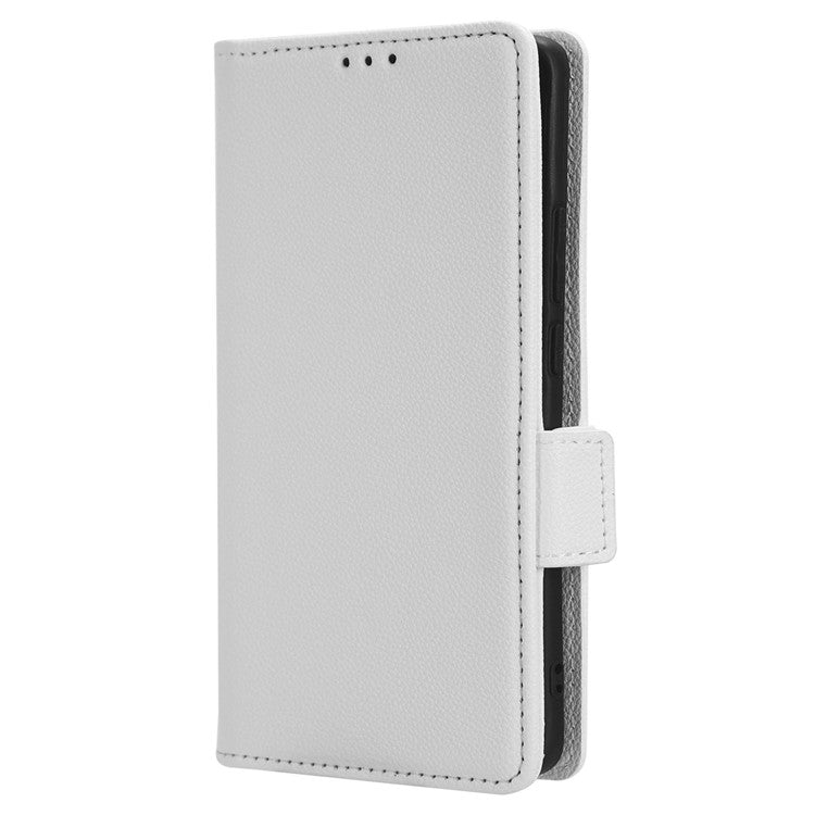 Leather Case for Oppo Reno10 Pro+ 5G , Wallet Stand Anti-fall Litchi Texture Cell Phone Cover - White