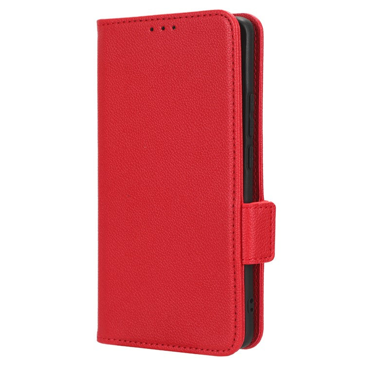 Leather Case for Oppo Reno10 Pro+ 5G , Wallet Stand Anti-fall Litchi Texture Cell Phone Cover - Red