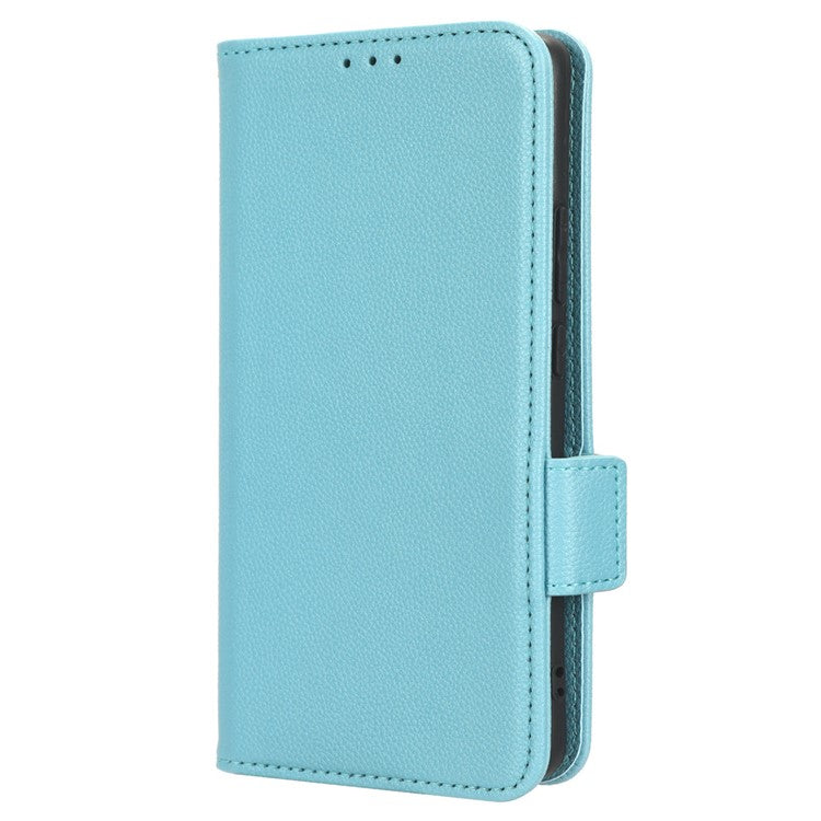 Leather Case for Oppo Reno10 Pro+ 5G , Wallet Stand Anti-fall Litchi Texture Cell Phone Cover - Baby Blue