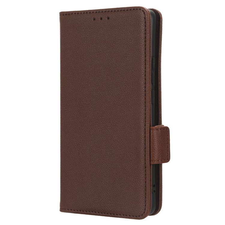 Leather Case for Oppo Reno10 Pro+ 5G , Wallet Stand Anti-fall Litchi Texture Cell Phone Cover - Brown