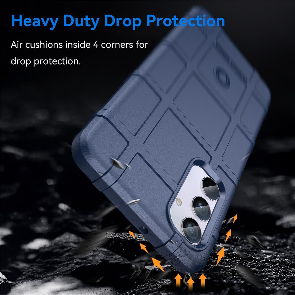 For Samsung Galaxy M54 5G / F54 5G Soft TPU Phone Case Square Grid Texture Phone Cover - Blue