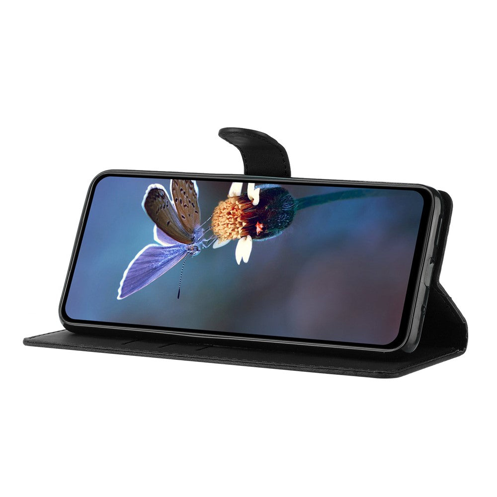 For Samsung Galaxy M52 5G Anti-drop Imprinted Flower Phone Case Wallet Stand Leather Cover - Black