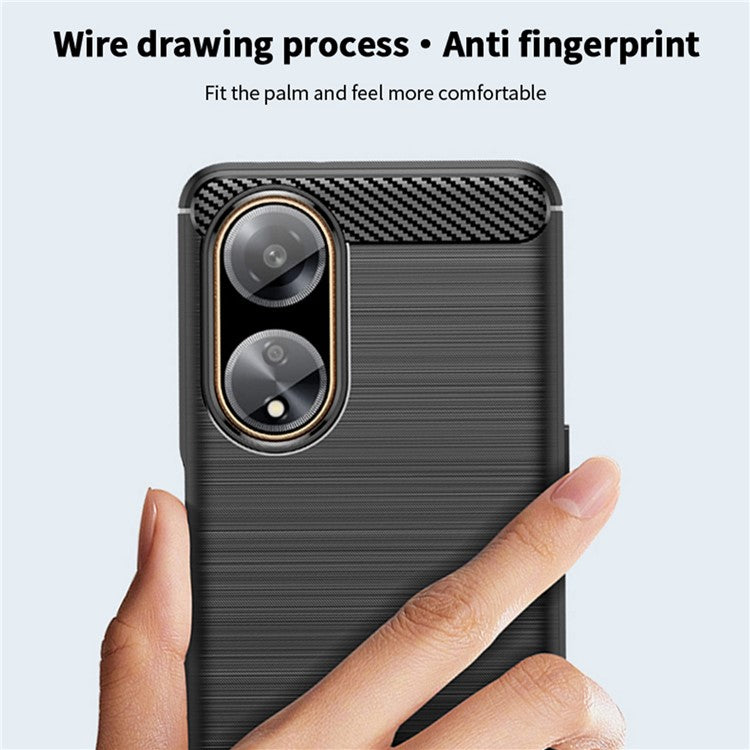 MOFI JK TPU Series-1 Soft TPU Phone Case for Oppo A1 5G Carbon Fiber Brushed Anti-Drop Phone Cover - Blue