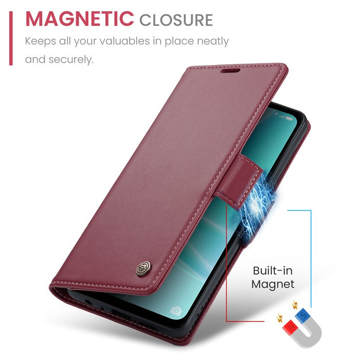 CASEME 023 Series for Oppo A57 4G / A57s 4G / A57e 4G / A77 4G / A77s 4G / OnePlus Nord N20 SE 4G RFID Blocking Leather Case - Red