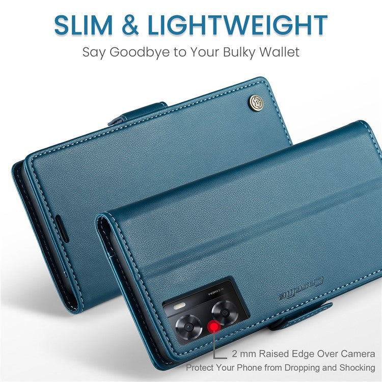CASEME 023 Series for Oppo A57 4G / A57s 4G / A57e 4G / A77 4G / A77s 4G / OnePlus Nord N20 SE 4G RFID Blocking Leather Case - Blue
