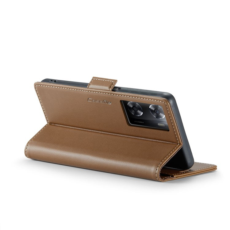 CASEME 023 Series for Oppo A57 4G / A57s 4G / A57e 4G / A77 4G / A77s 4G / OnePlus Nord N20 SE 4G RFID Blocking Leather Case - Brown