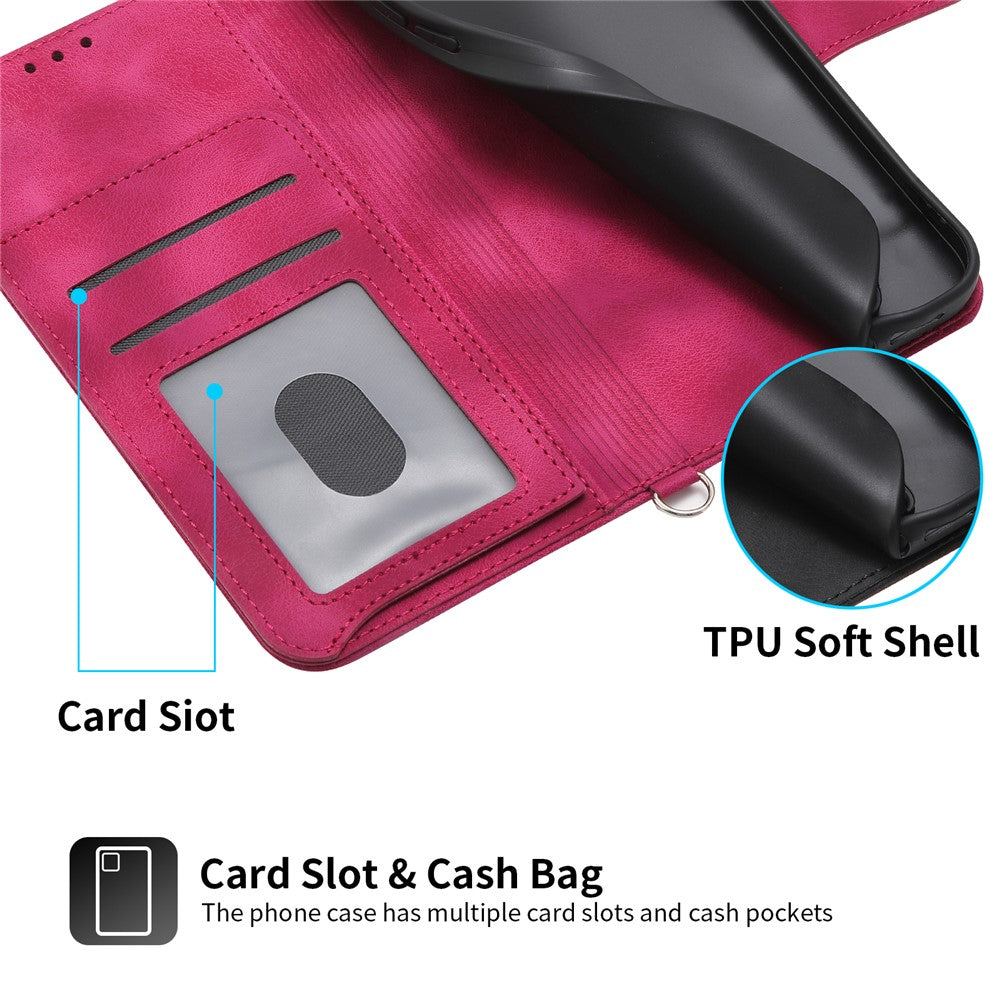 For Samsung Galaxy M54 5G / F54 5G Wallet Phone Case Flower Imprinted Skin-Touch Leather Cover with Strap - Wine Red