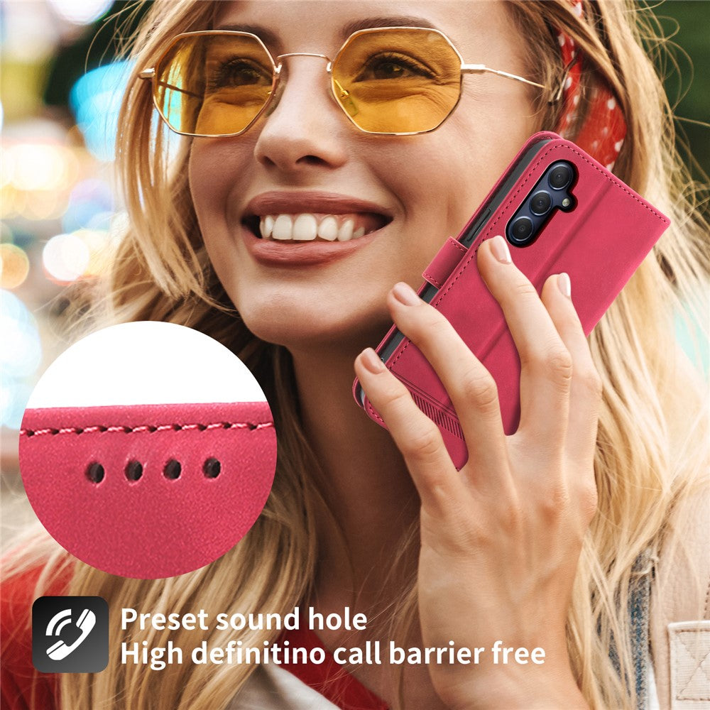 DIERFENG DF-03 for Samsung Galaxy M54 5G / F54 5G Phone Case Lines Imprinted Leather Wallet Stand Cover - Red
