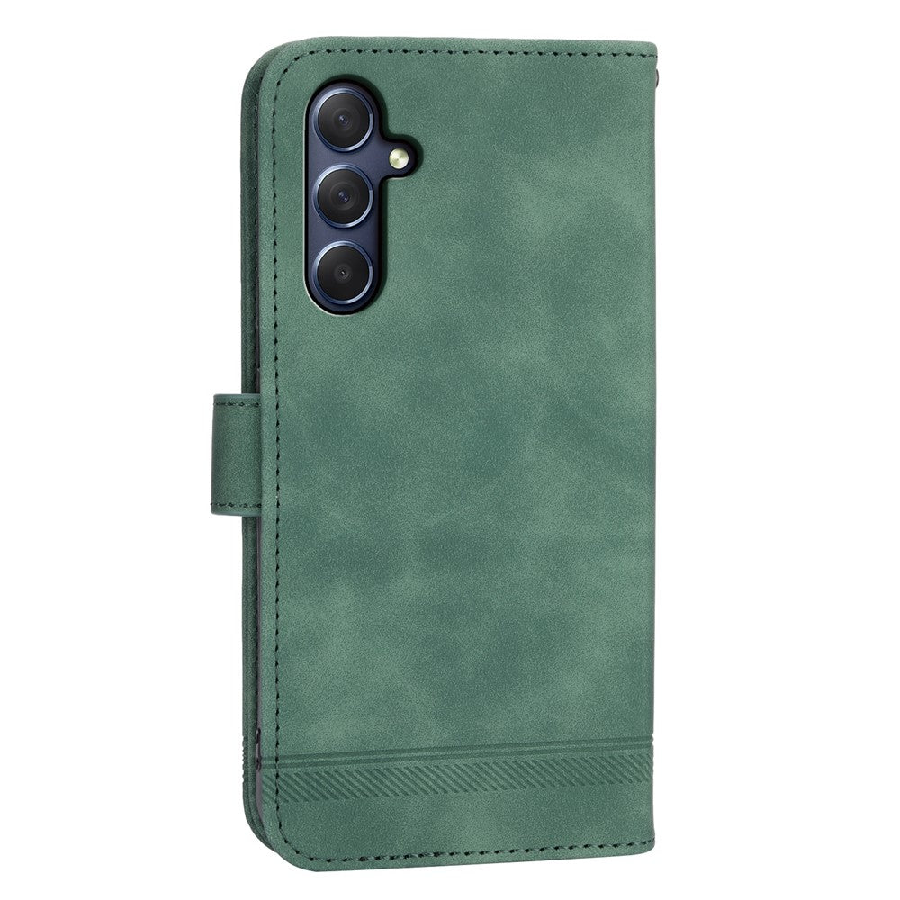 DIERFENG DF-03 for Samsung Galaxy M54 5G / F54 5G Phone Case Lines Imprinted Leather Wallet Stand Cover - Green