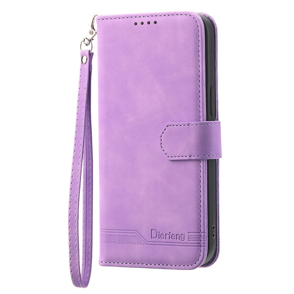 DIERFENG DF-03 for Samsung Galaxy M54 5G / F54 5G Phone Case Lines Imprinted Leather Wallet Stand Cover - Purple