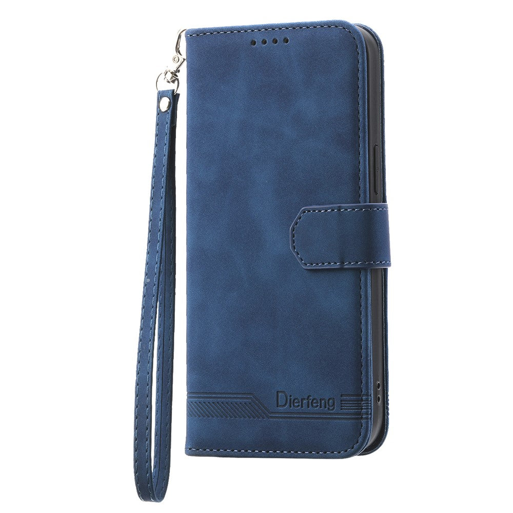 DIERFENG DF-03 for Samsung Galaxy M54 5G / F54 5G Phone Case Lines Imprinted Leather Wallet Stand Cover - Blue