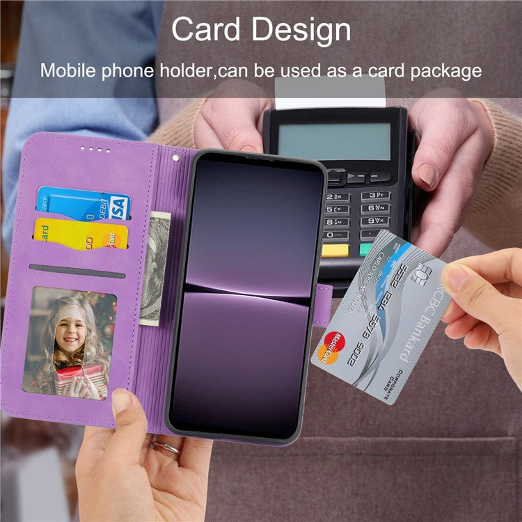 DIERFENG DF-03 for Honor X40i 5G Leather Phone Case Lines Imprinted Flip Stand Wallet Cover - Purple