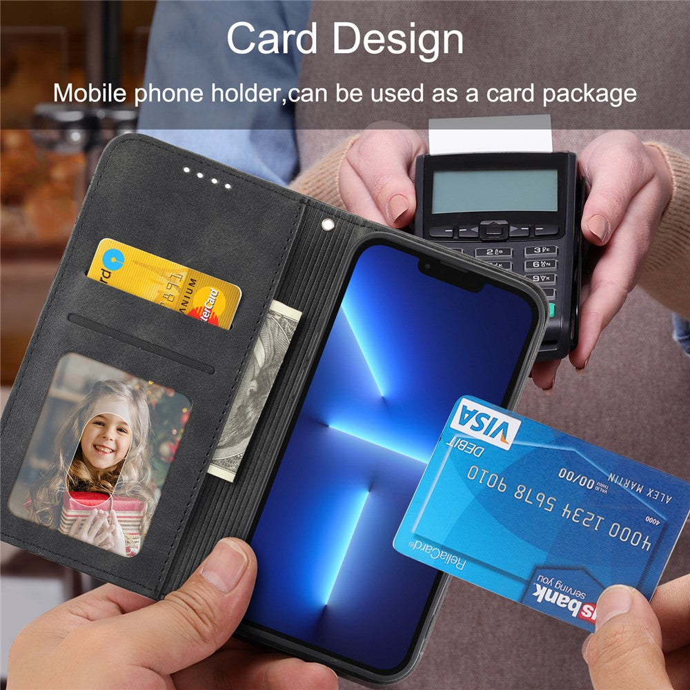 Phone Leather Case for Samsung Galaxy M54 5G / F54 5G , Imprinted Rhombus Pattern Wallet Stand Cover - Black