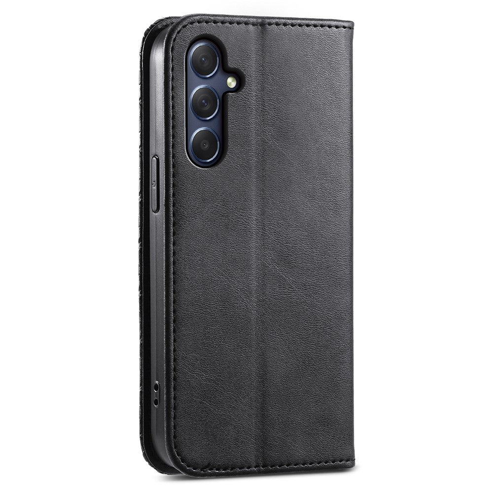 Phone Leather Case for Samsung Galaxy M54 5G / F54 5G , Imprinted Rhombus Pattern Wallet Stand Cover - Black