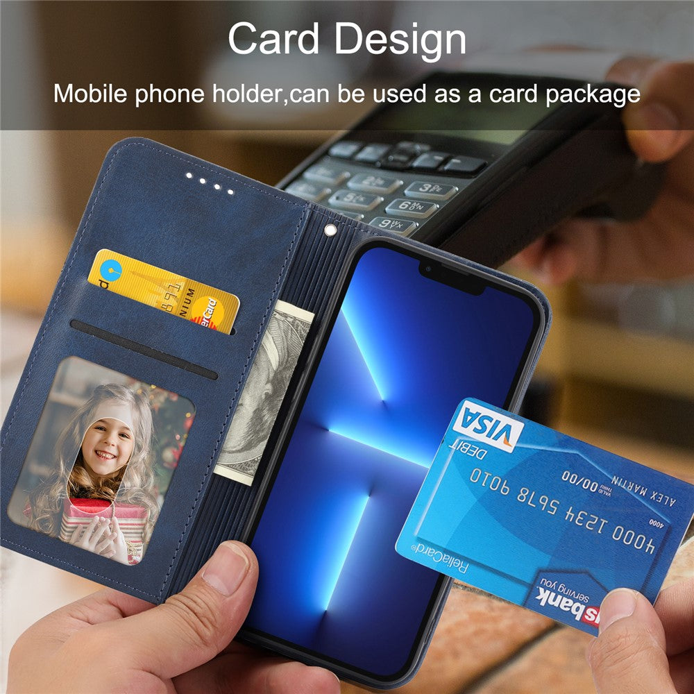 Phone Leather Case for Samsung Galaxy M54 5G / F54 5G , Imprinted Rhombus Pattern Wallet Stand Cover - Blue