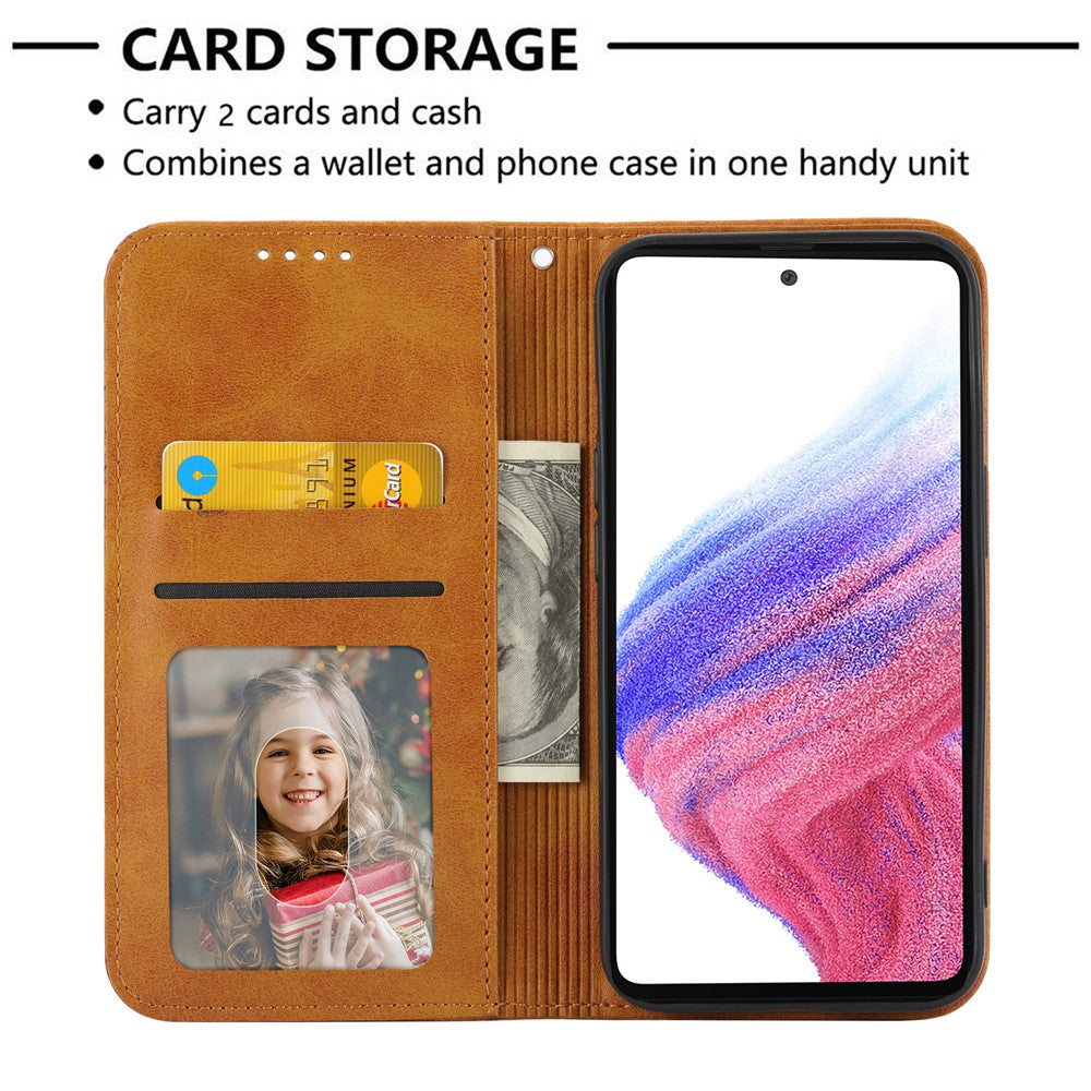 Phone Leather Case for Samsung Galaxy M54 5G / F54 5G , Imprinted Rhombus Pattern Wallet Stand Cover - Yellow